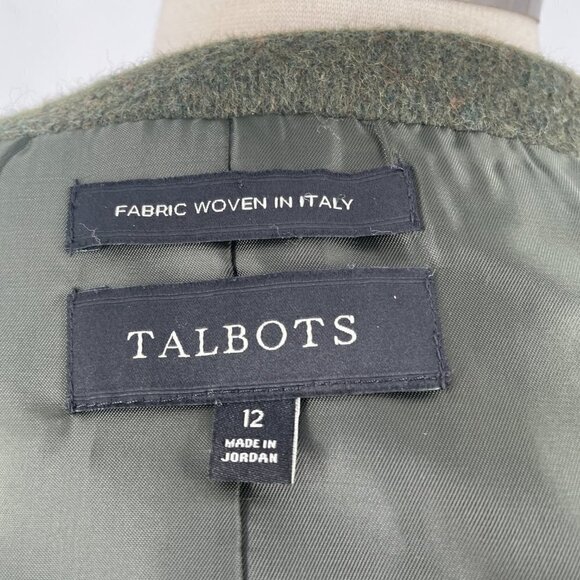 Talbots Brushed Italian Wool Double Breasted Jacket Blazer Olive Green Size 12 - Picture 10 of 13